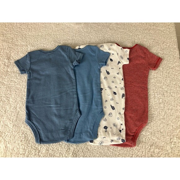 Carter’s Baby Boy Bodysuits 12M Lot of 4 – Cute Sayings & Stripes - Picture 2 of 6